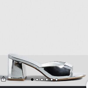 Silver low block heel